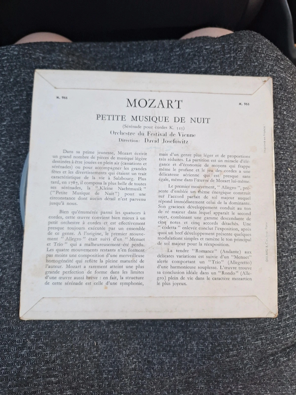 Disco de vinilo Mozart - Pequeña Música Nocturna (Guilde du Disque M 966) – photo 2